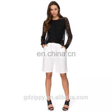 Long Sleeves Black Lace Fashion Blouses 2015 photo-6