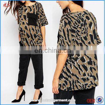 Dongguan hotsell garment wholesale maternity camo clothes polo long line t shirt