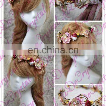 Aidocrystal Beautiful Wedding Artificial Flower Crown,Rhinestone Crystal Bridal Wedding Fascinators photo-3