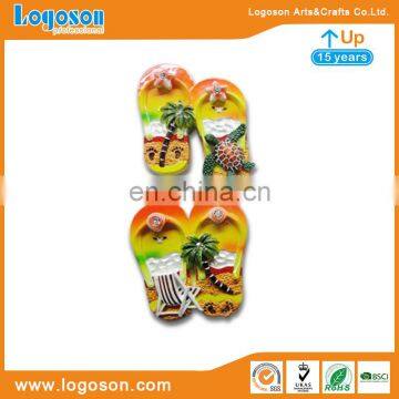 Summer style beach palm turtle design magnets 3d resin flip flops fridge magnet