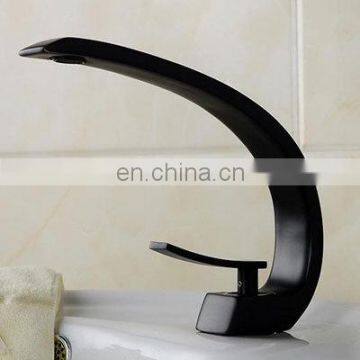 Hot Brass Cool Black Flat Curve Faucet Mixed Water Tap Hotel photo-3