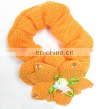 Fashion orange beaded flower yarn hair tie