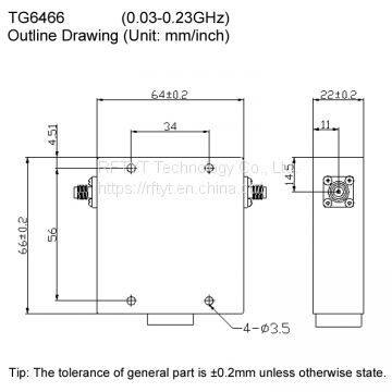 RFTYT TG6466E 0.03-0.23 GHz Low VSWR IBS High Quality RF Coaxial Isolator photo-3