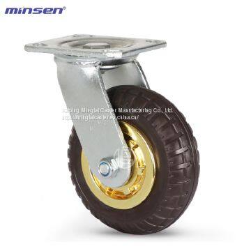 Minsen Heavy-Duty Industrial Biaxial Caster Brown Foam Beacon Rubber Wheels