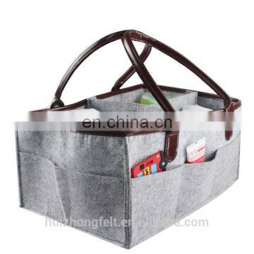 custom size two colours felt diaper caddy storage bag with changeable inserts