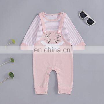 Factory direct sale cute deer pattern jumpsuit Soft Baby Girl Romper