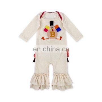 Baby Boutique Polka Dots Ruffle Turkey Baby Thanksgiving Romper Wholesale for Baby photo-2