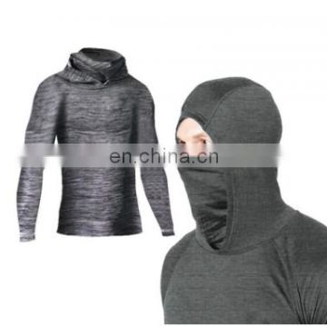 OEM custom logo with face mask function high neck long sleeve mens sport wear training sweatshirt hoodies