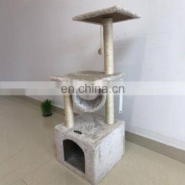 Custom Branded FBA Service Wholesale Cheap Indoor Easily Assemble Faux Fur Cat Tree Wall Cat Condo Furniture Tree With Cave photo-4