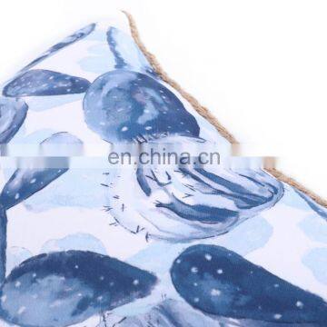 Custom Polyester Waterproof Blue Outdoor Cushion Luxury Covers Cactus Pattern With Linen Fringes photo-5