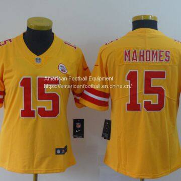 Kansas City Chiefs #15 Mahomes Women Yellow Jersey