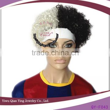 cheap small short white and black headband curly afro wigs