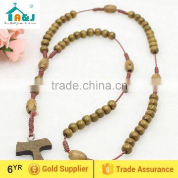 Wholesale religious wood beads cord rosary