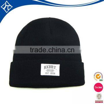 2016 Cheap New Fashion Funny Plain Black Mens Winter Oem Beanie Hat