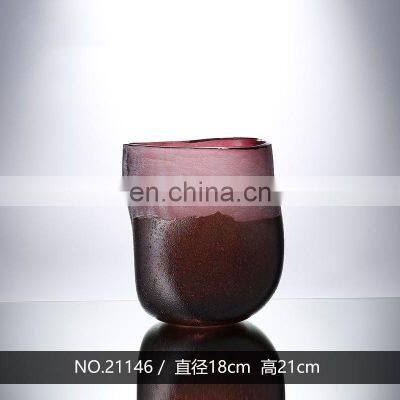 Nordic Home Decor Creative Luxury Red Cylinder Vase Flower Glass Set Wholesale photo-2