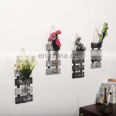 Rustic Home Wall Decor Floating Shelf With Hydroponic Vase Creative Hanging Mason Jar Room Decoration photo-3