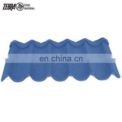 China factory stone coated steel roofing tile  low cost building materials Sky Blue  roof tiles