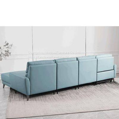 New First Layer Cowhide Functional L-Shaped Chaise Longue Sofa Modern Minimalist Doll Cotton Skin-Friendly Leather Sofa Combination photo-4