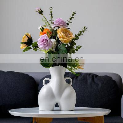 Figurines Creative Design Model Home Decorative Abstract Handmade Body Base Large Art Ceramic Flower Vase photo-1