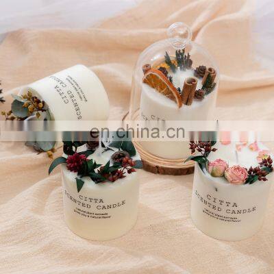 Dried Flower Home Decor Aromatherapy Gift Pillar Soy Wax Bulk Luxury Scented Candles