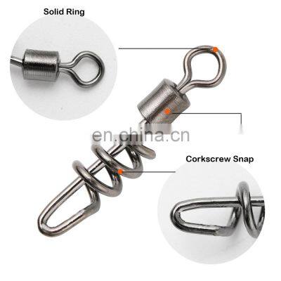 JOHNCOO Stainless Steel Fishing Corkscrew Swivel Snap Fishing Swivel With Screwed Snap Swirl Clip Corkscrew Link photo-2