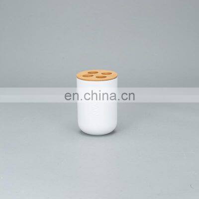 6 Bathroom Set Soap Dispenser Tumbler Toothbrush Holder Soap Dish Toilet Brush Plastic Bamboo Bathroom Accessories photo-4