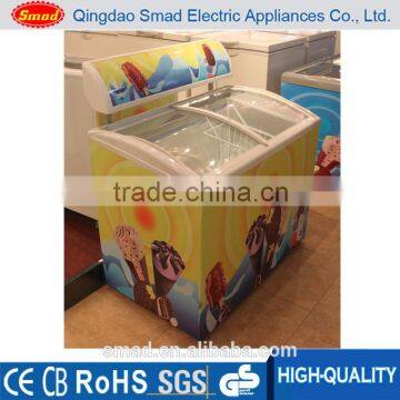 High quality double glass door deep freezer