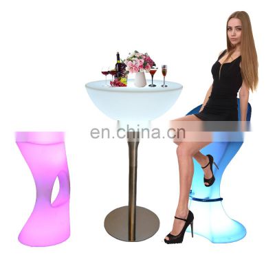 table and chair light /Time Modern PE Plastic Shell Material Outdoor Furniture LED Light Glowing Bar Led Chair