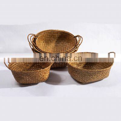 HBK Three Piece Set Circular Rattan Fruit and Egg Storage Basket for Natural Rattan photo-3