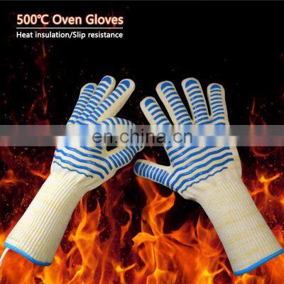 Long Silicone Protection Heat Resistant Insulation Hot Outdoor Barbecue Mitts Microwave BBQ Oven Gloves photo-2