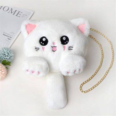 019 2023 New Cute cat plush bag autumn and winter new design women's messenger bag cartoon girls chain bag wholesale
