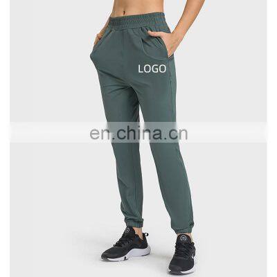 New Anti-sticky Fabric Side Pockets Jogger Yoga Pants Women Workout Running Fitness Wear Casual Sports Pants