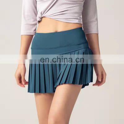Custom Logo Two In One Yoga Tennis Pleated Shirts Quick Dry Sports Jogging Fitness Wear Mini Skirt Women Sports Outfit Clothing photo-3