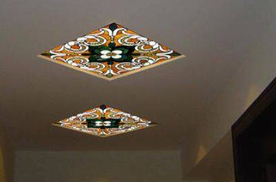 Customize Flat European Style Sustained Steel Skyline Art Glass For Ceiling And Wall Lighting &Decoration