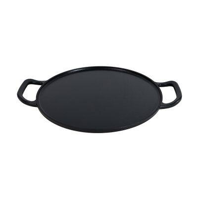 Double Loop Handled Cast Iron Stovetop Grill Round Baking Pan 12 Inch Cast Iron Pizza Pan for Grill BBQ