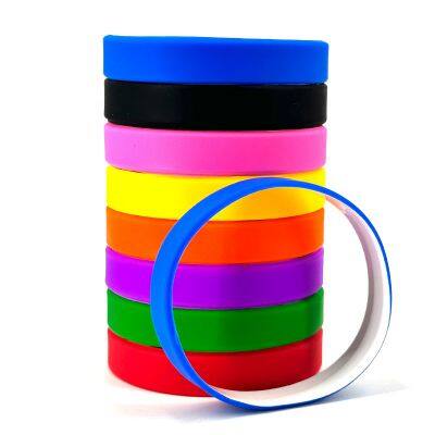 Factory Direct Sale in Stock Color Coated Pure Color Smooth Silicone Wristband Bright-coloured Adult Sport Silicone Bracelet