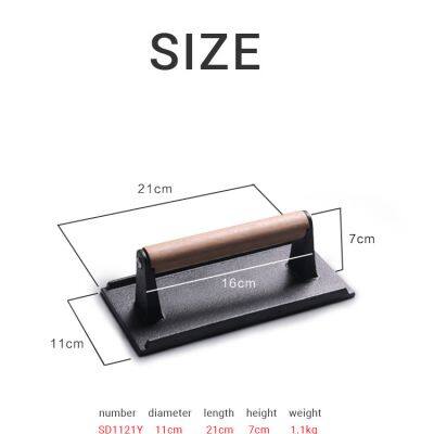 Burger Press Cast Iron Smash Bacon Press Round & Rectangle Cast Iron Grill Press With Wooden Handle for Blackstone Griddle photo-2