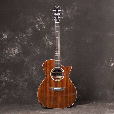 Otis 41inch Mahogany Solid Top Acoustic Guitar Manufacturer Cutaway Single Board Guitar Factory FG-26N photo-4