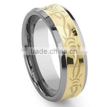 2016 Hot Sale New Products, Concave Gold Barb Wire Tungsten Carbide Wedding Band Ring