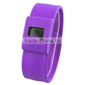 LP1141B_PU Cheapest Promotion Choice Colorful Silicone Slap on LCD Silicone Ion Watch