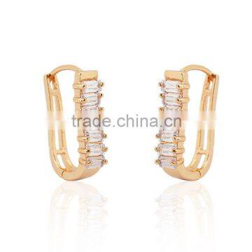 High Quality Fashionable Women Accessories 24k Gold Plated CZ Stones Hoop Earring photo-1