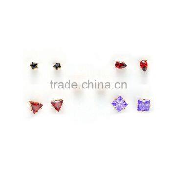 New Vogue Chic Gold Quality Mixed Colors Zircon Earrings Jewelry Set Woman