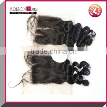 Brazilian Virgin Hair Natural Color Loose wave Human Hair Lace Closure Pieces