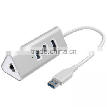 Aluminum Ethernet Port RJ45 Wifi Adapter 3. 0 USB Hub with 3 Port