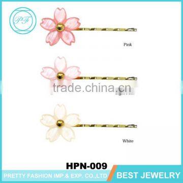 Fancy Polymer Hair Pins Clay Blonde Flower Shape Hair Nickel Free Sakura Bobby Pin For Girls