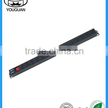 1U Australia type 15 ways overlength PDU socket with switch