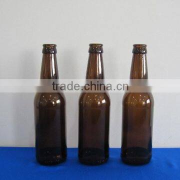 GLASS BEER BOTTLE AMBER CROWN TOP 375ML