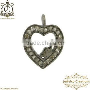 Silver Heart Pendant, Diamond Silver Charm, 925 Silver Charm, Designer Heart Charm, Charm Pendant Jewelry, Handmade Charm