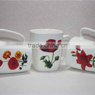 13 oz shinning white porcelain square ceramic mug