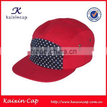 oem designed cotton fabric polka dot printing 5 panel caps